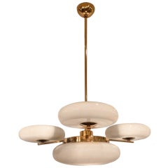 German Art Deco Chandelier with Cream Tone Glass German Art Deco Chandelier with Cream Tone Glass