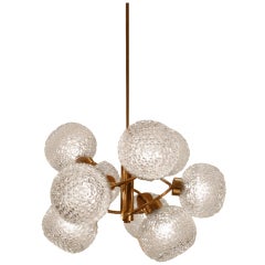 Spiral Orbit Chandelier with Cut Glass Globes