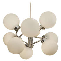 Dramatic Chrome 9 Globe Spiral Chandelier