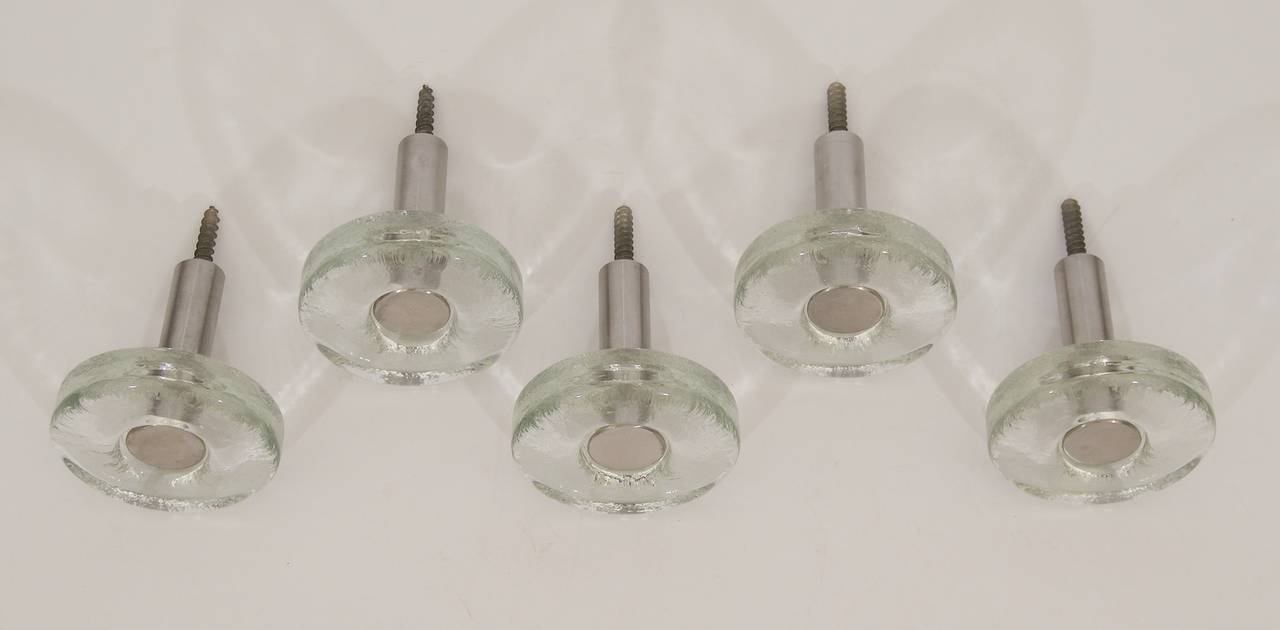 Five Coat Hooks Glass and Chrome at 1stDibs