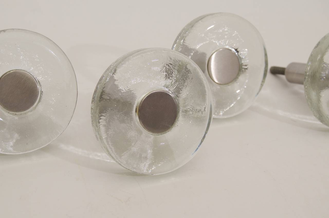 Five Coat Hooks Glass and Chrome at 1stDibs