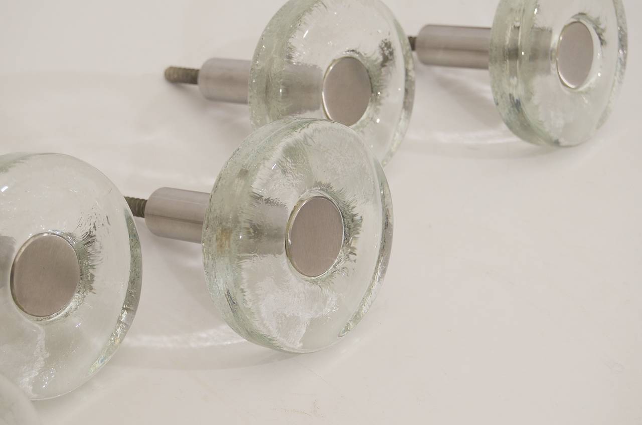 Five Coat Hooks Glass and Chrome at 1stDibs