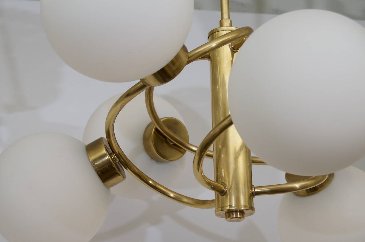 Six-Globe Brass Orbital Chandelier 1