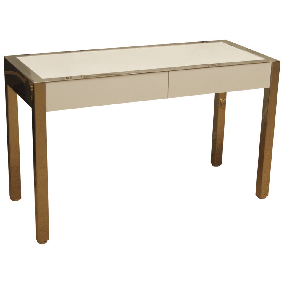 Modern Chrome and White Laminate Desk or Console Table
