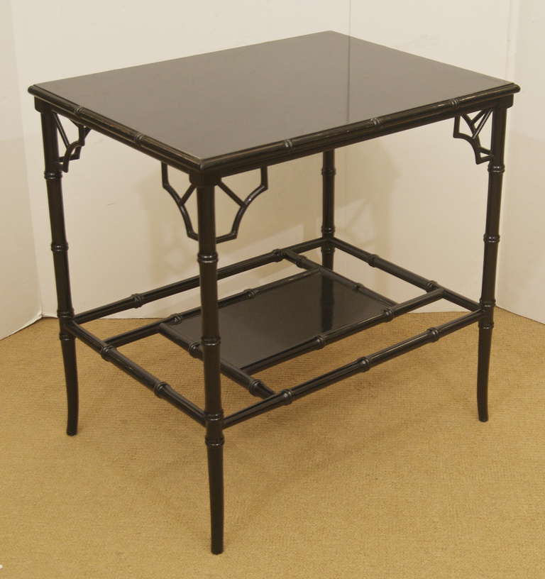 Pair of Ebonized Bamboo Form End Tables