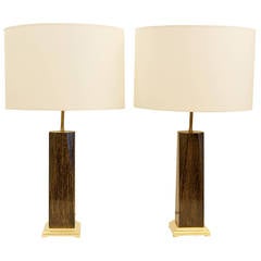 Pair of Black Cerused Oak and Gilt Table Lamps