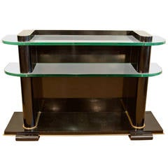De Coene Frères Art Deco Ebonized and Glass Console 9