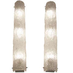 Pair of Large Austrian Ice Glass Sconces 