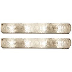 Pair of Kalmar Style Vanity Sconces with Ripple Surface Ice Glass