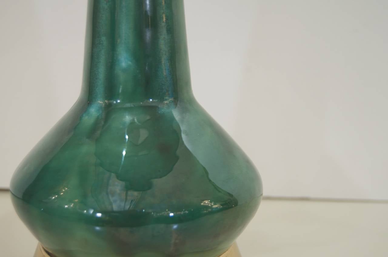 Mid-Century Modern Petite Green Glazed Table Lamp