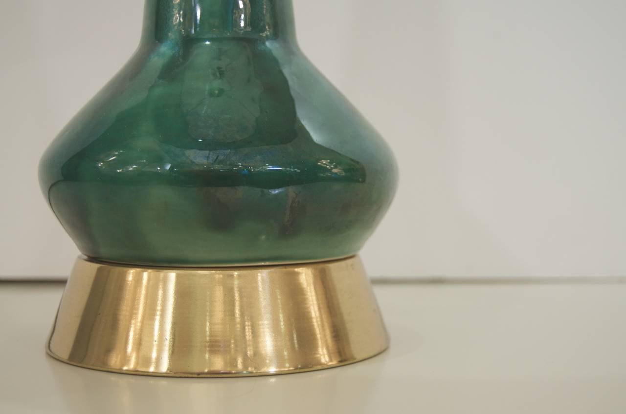 American Petite Green Glazed Table Lamp