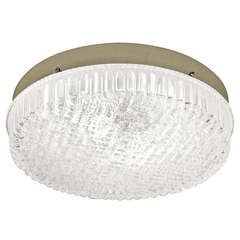 Textured Grid Pattern Industrial Glass Flush Mount