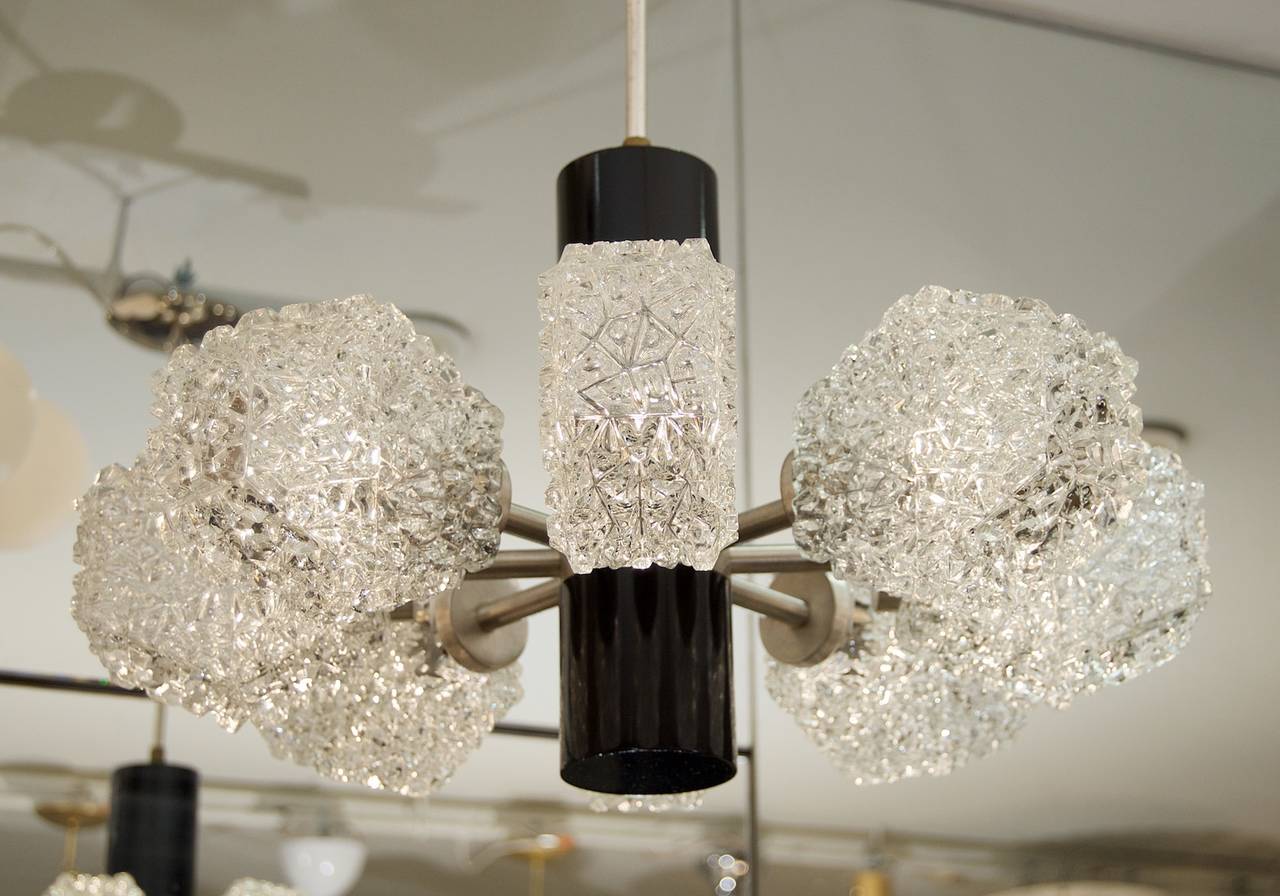 Brushed Temde Faceted Glass Chandelier