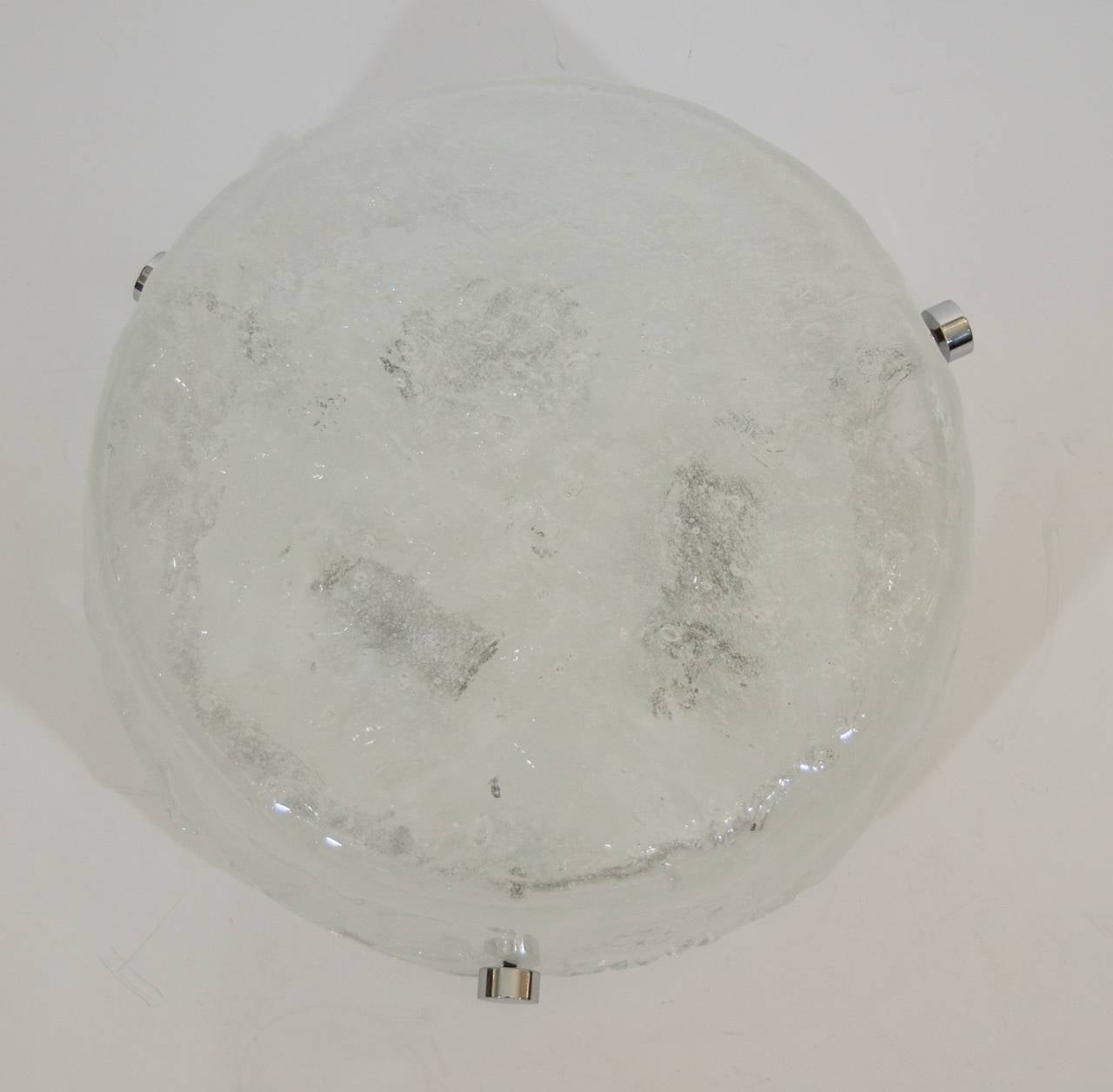 Mid-Century Modern Hillebrand Ice Glass Flush Mount