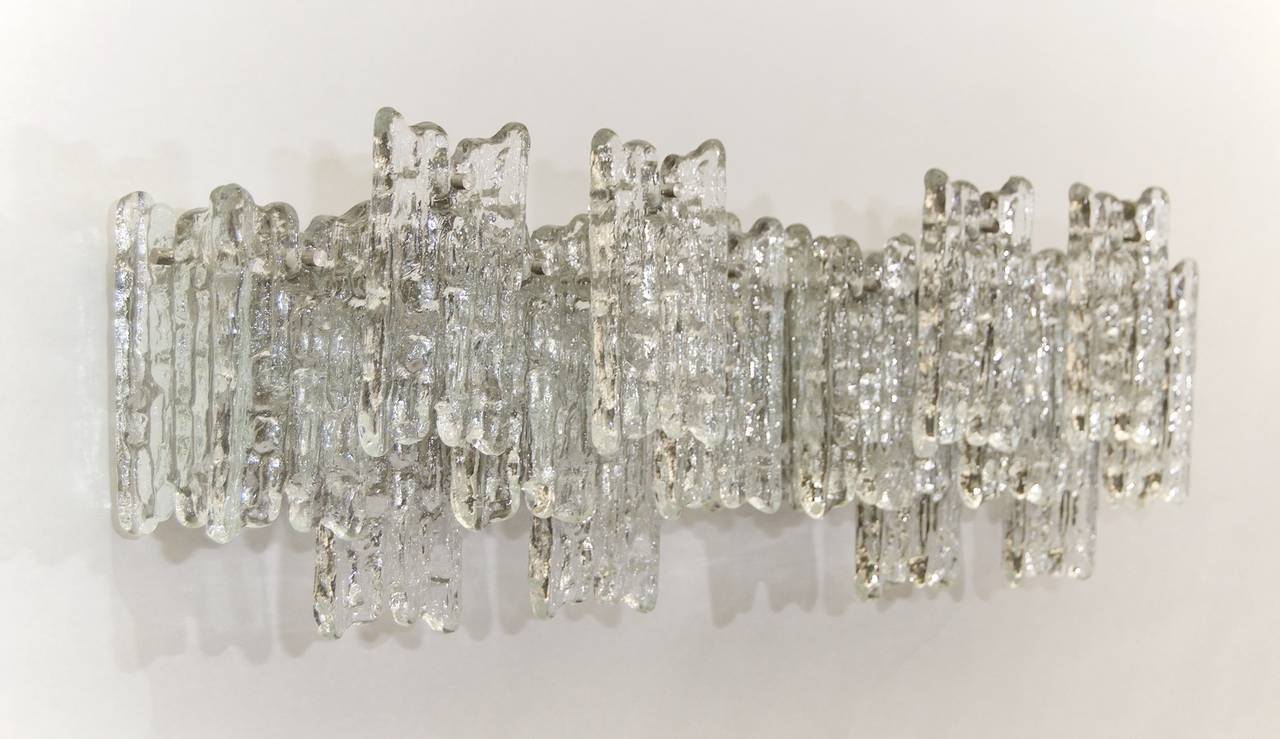 Mid-Century Modern Grand Ice Glass Kalmar Sconce
