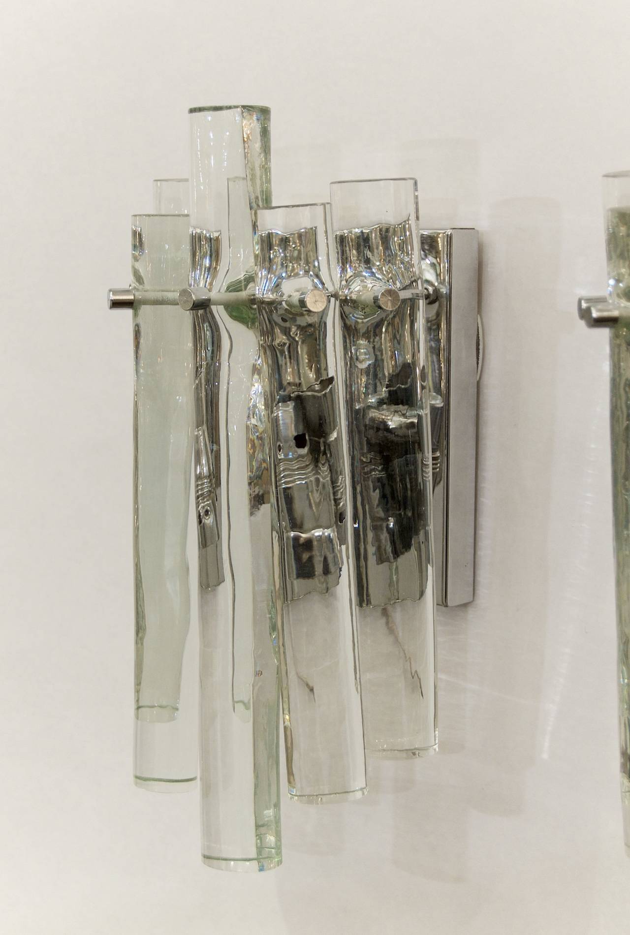 Late 20th Century Kinkeldey Ice Stick Crystal Wall Sconces For Sale