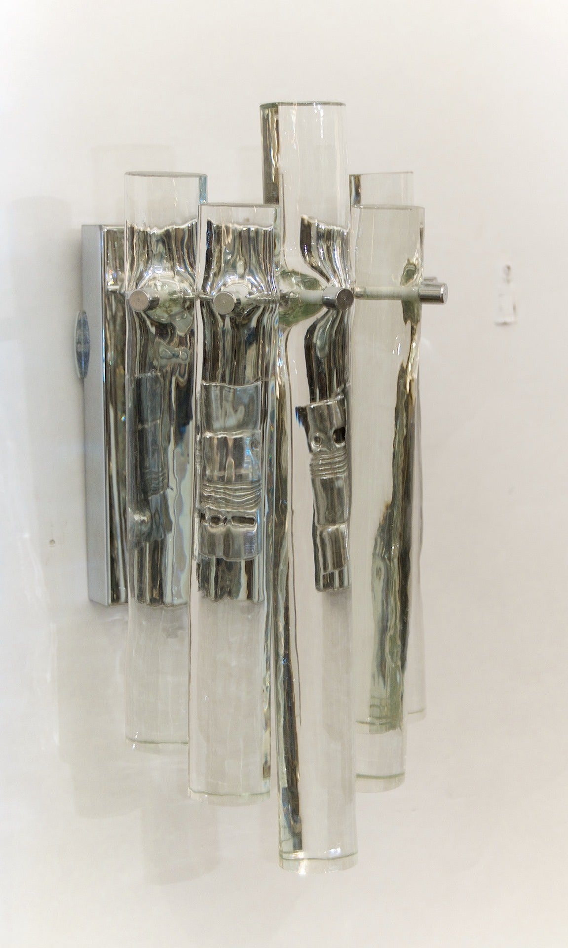 Kinkeldey Ice Stick Crystal Wall Sconces In Excellent Condition For Sale In Stamford, CT