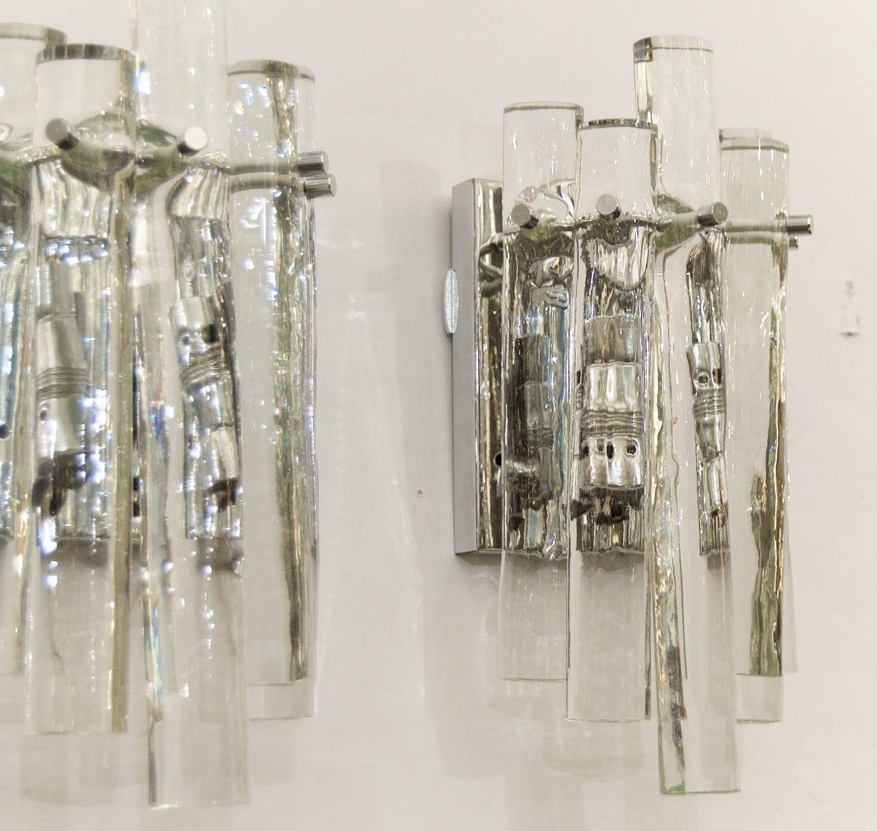 German Kinkeldey Ice Stick Crystal Wall Sconces For Sale