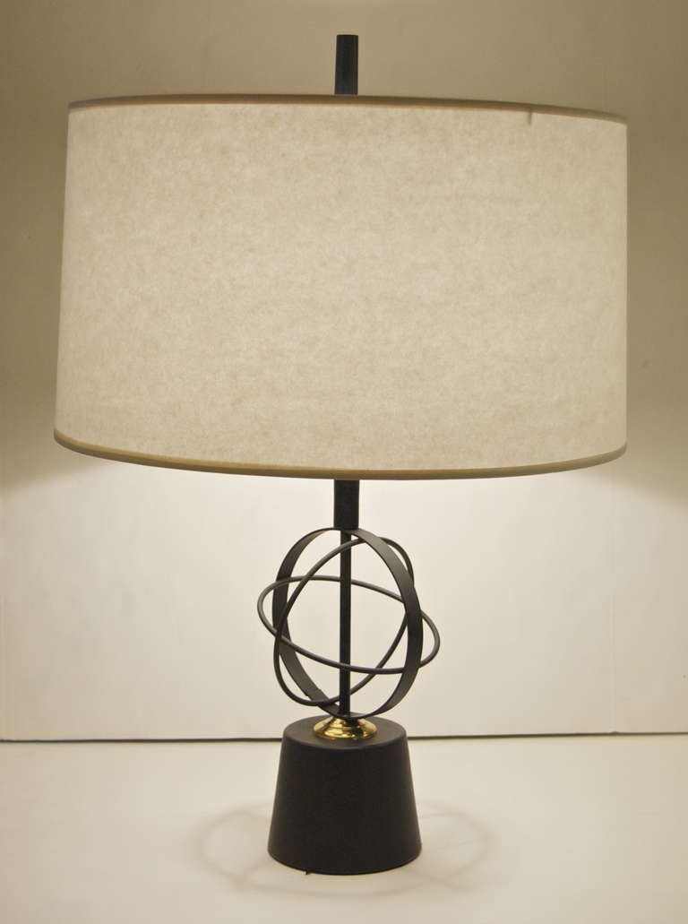 Pair of Astrolabe Form Mid-Century Table Lamps