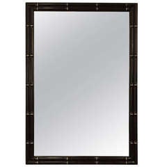 Faux Bamboo Lacquer Mirror with Silver Leaf Detail