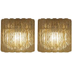 Pair of Flushmount Ceiling Lights with Organic  Pattern