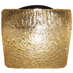 Petite Square Limburg Amber Patterned Glass Ceiling Light