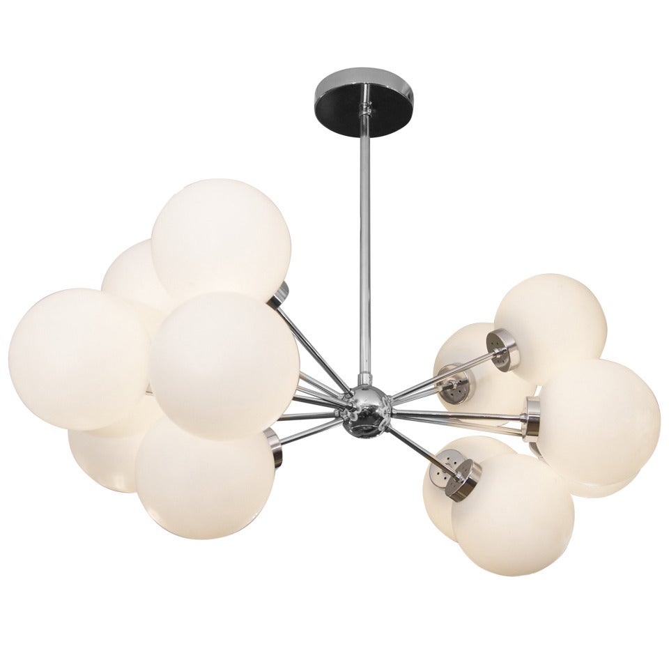 Rare Oblong Form Richard Essig Sputnik with Opal Globes