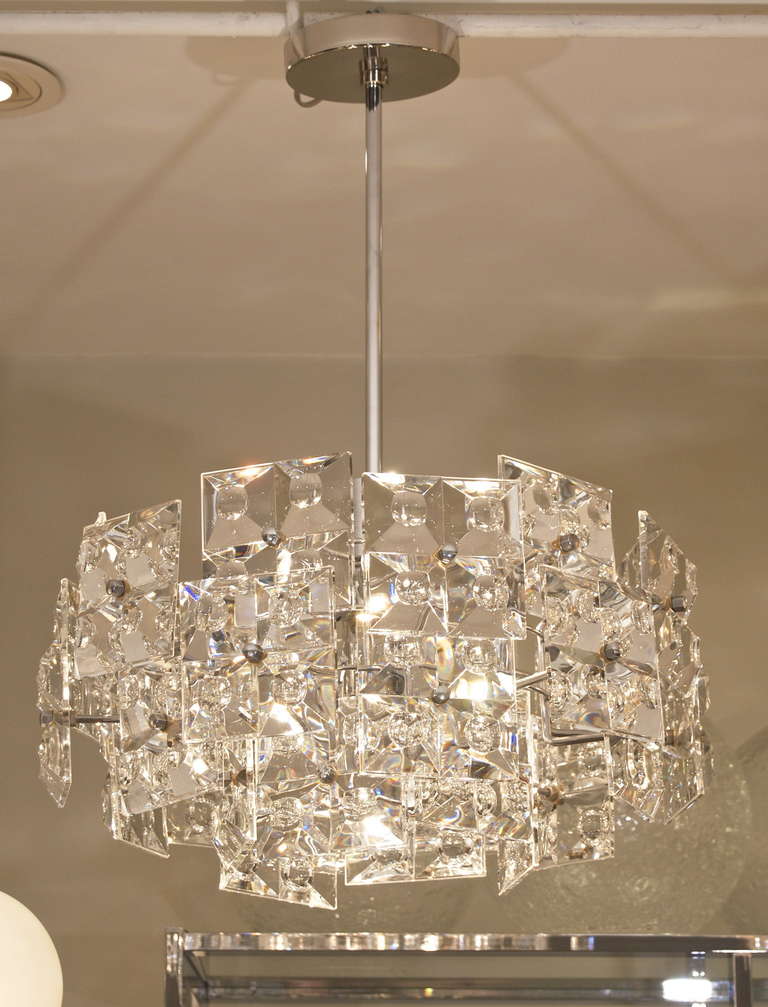 Mid-Century Modern Rare Kinkeldey Chandelier with Massive Geometric Crystals