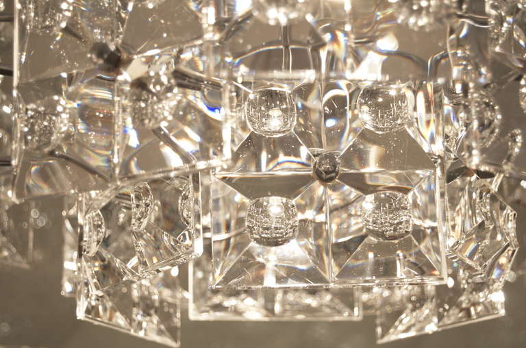 Mid-20th Century Rare Kinkeldey Chandelier with Massive Geometric Crystals