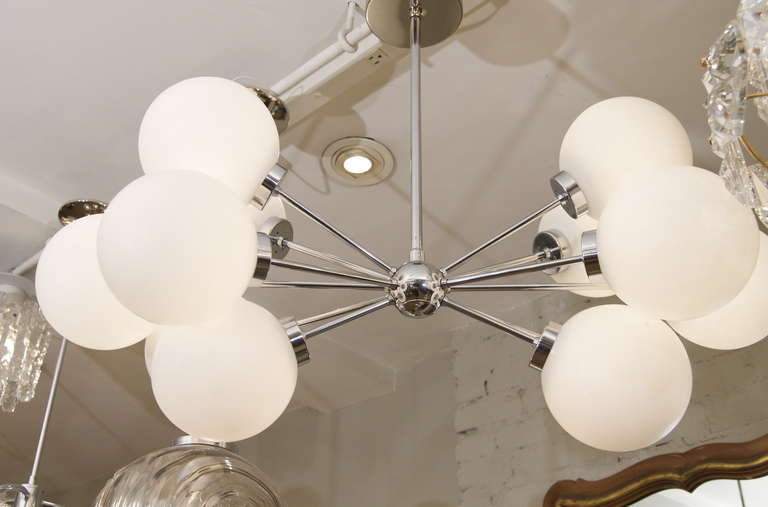 Mid-Century Modern Rare Oblong Form Richard Essig Sputnik with Opal Globes