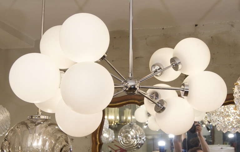 German Rare Oblong Form Richard Essig Sputnik with Opal Globes