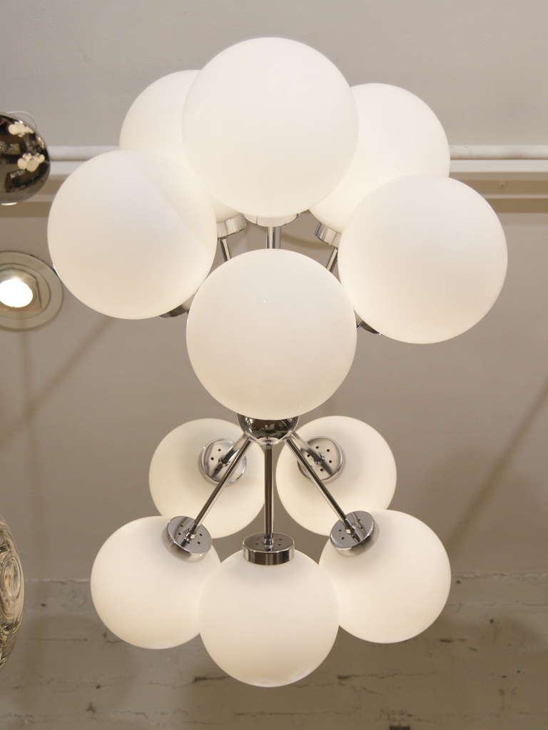 Rare Oblong Form Richard Essig Sputnik with Opal Globes In Excellent Condition In Stamford, CT