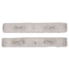 Pair of Massive Ice Glass Vanity Sconces
