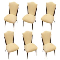 Set of 6 French Deco Dining Chairs in Ebony with Ball Ornament