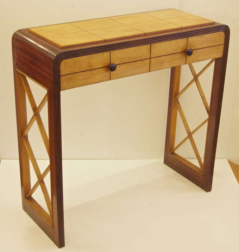 Elegant Deco Italian Inlaid Console Table