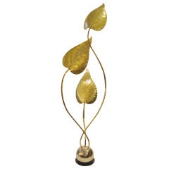 Tommaso Barbi Sculptural Brass Leaf Floor Lamp