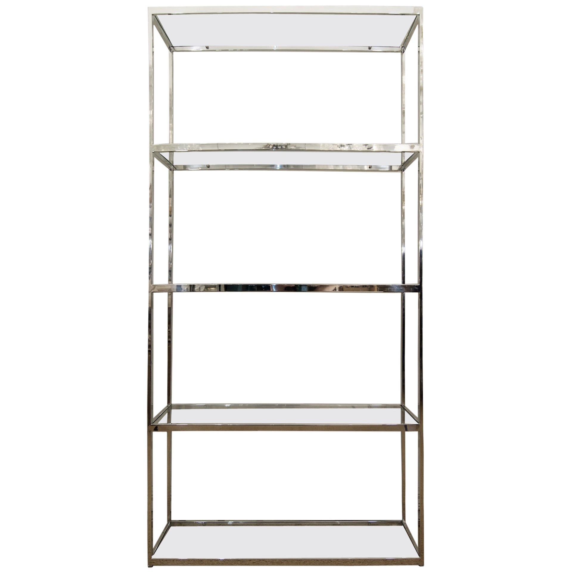 Milo Baughman Style Chrome and Glass Etagere For Sale