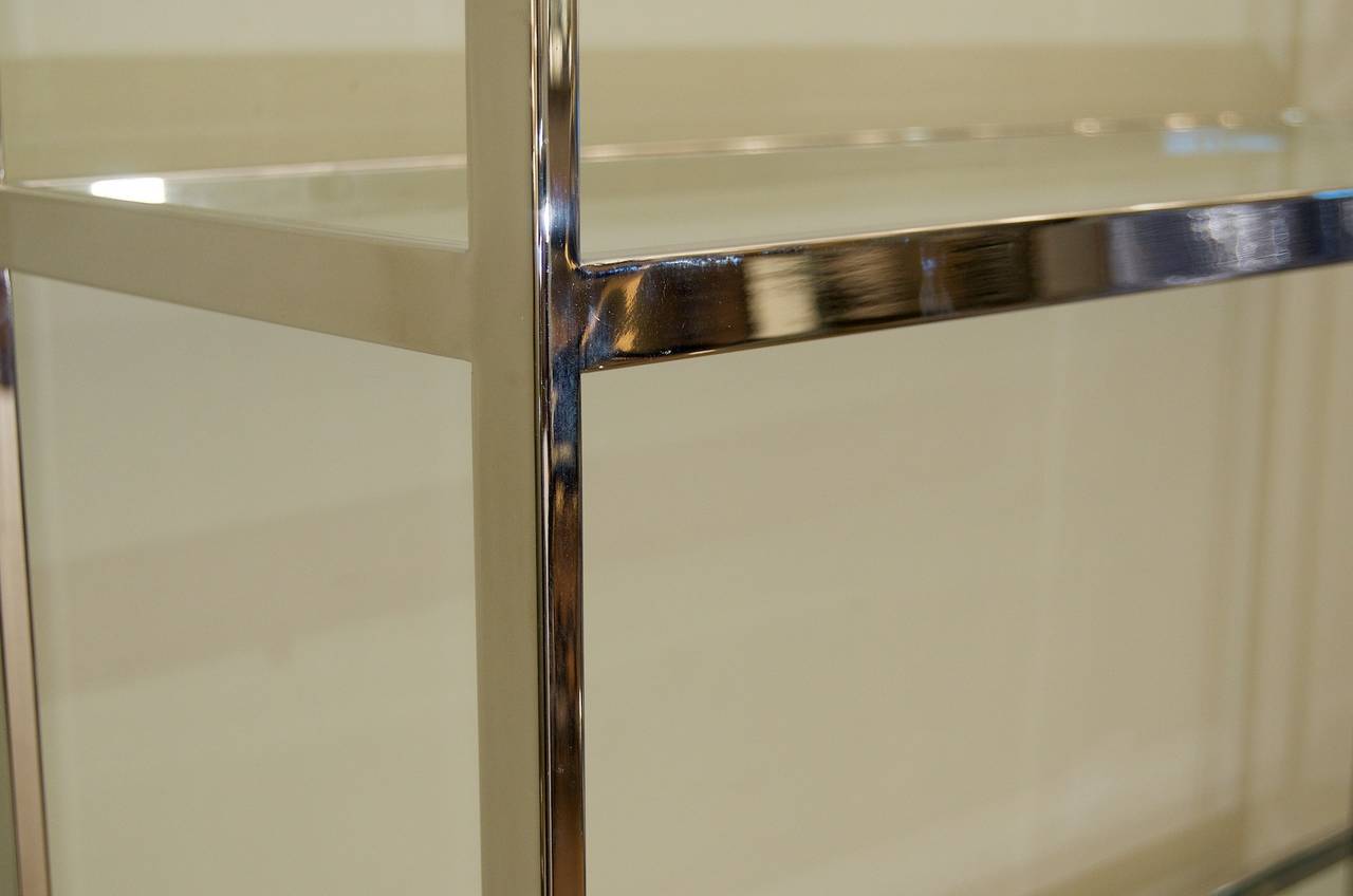 Late 20th Century Milo Baughman Style Chrome and Glass Etagere For Sale