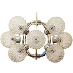 Dramatic Orbital Chandelier in Chrome with Stylized Bubble Globes