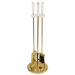 Brass and Lucite Fireplace Tools