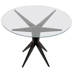 Italian Glass Top Round Occasional Table