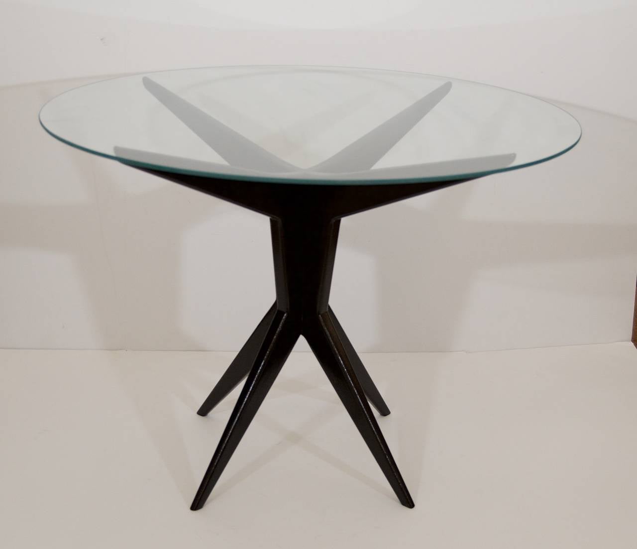 Italian Glass Top Round Occasional Table at 1stDibs