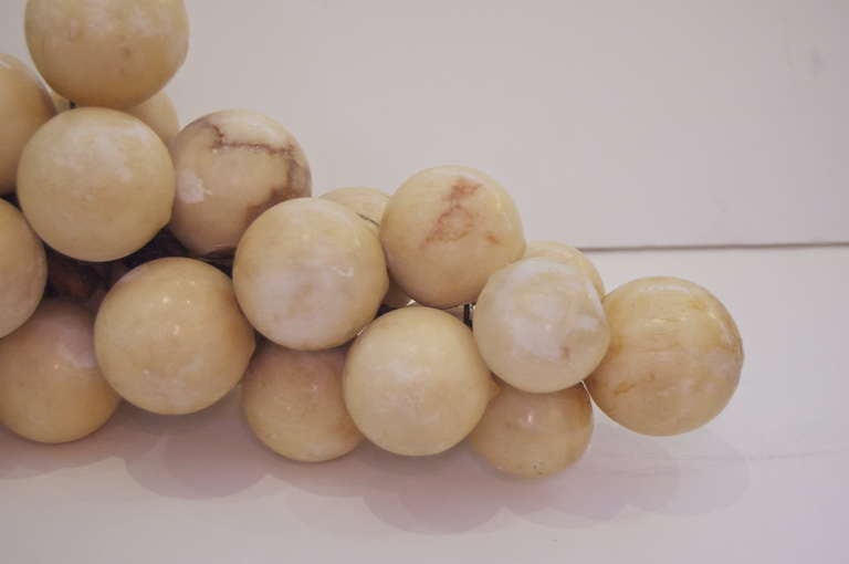 Large Vintage Creamy Marble Decorative Grapes In Excellent Condition In Stamford, CT