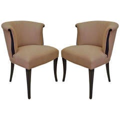 Pair of Black Lacquer Petite French Chairs