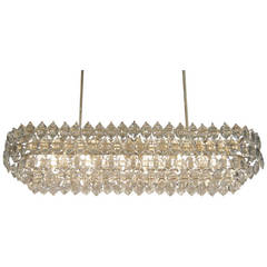 Dramatic Rectangular Crystal Nickel Chandelier