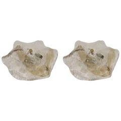Pair of Kalmar Swirl Scalloped Glass Flush Mounts Pair of Kalmar Swirl Scalloped Glass Flush Mounts