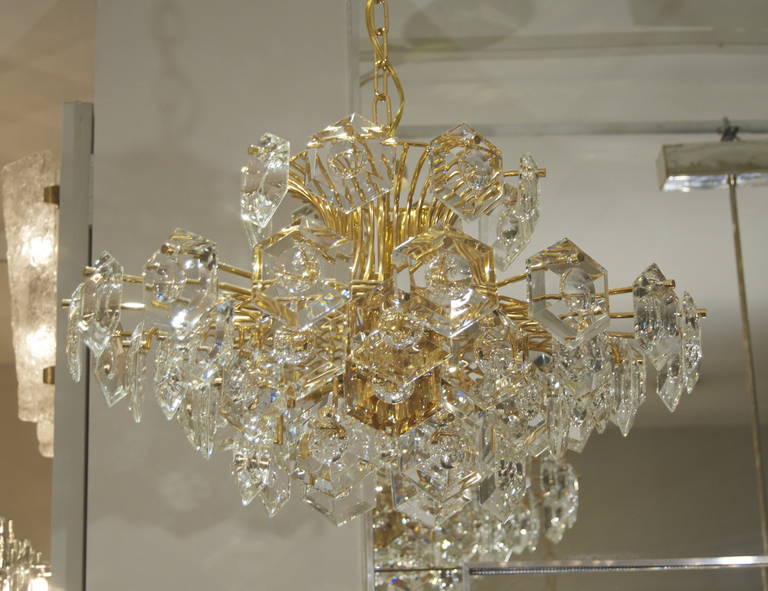 Kinkeldey Goldplate Geometric, Crystal Chandelier at 1stDibs