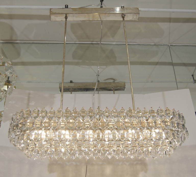 Austrian Dramatic Rectangular Crystal Nickel Chandelier