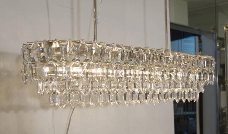 Dramatic Rectangular Crystal Nickel Chandelier 1
