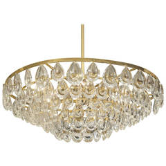 Dramatic Palwa Gold-Plated Teardrop Crystal Chandelier